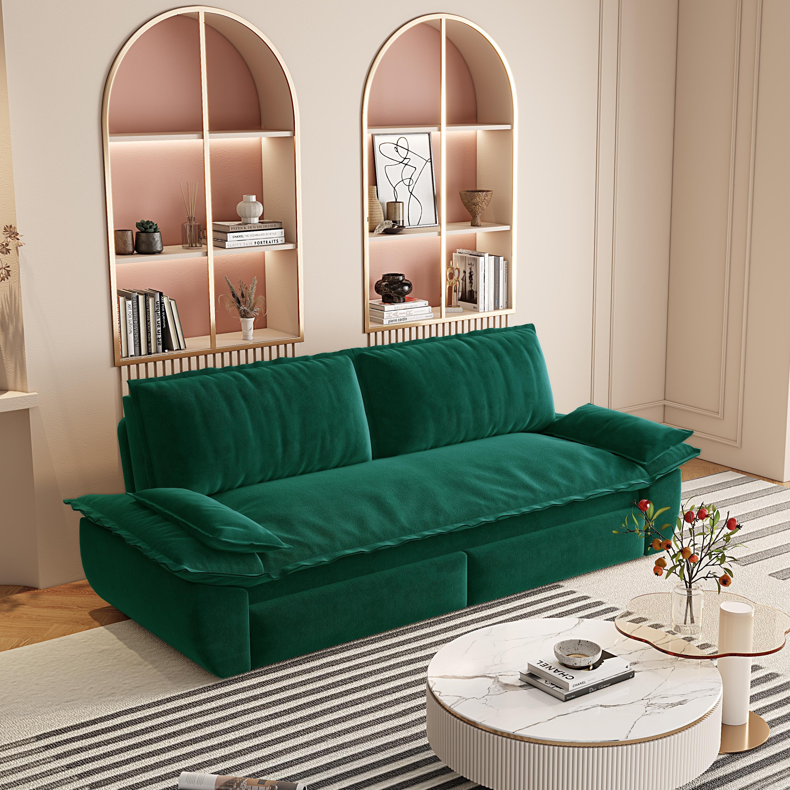 73.2" 3-in-1 Queen Convertible Sleeper Sofa Bed