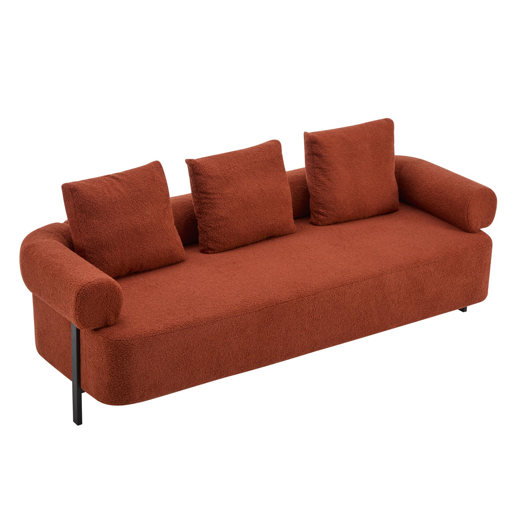 78' Modern Upholstered Sofa with 3 Plush Pillows