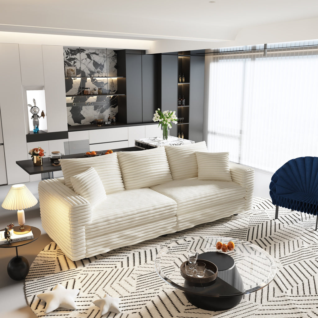 82.7' Modern Comfy Cloud Couch Sofa with Soft Pillows + Ottomans Option