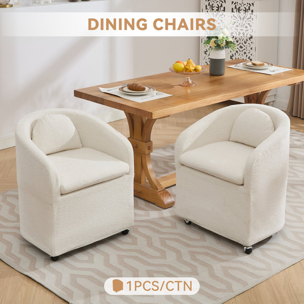 Modern Chenille Fabric Dining Armchair with Back Cushion