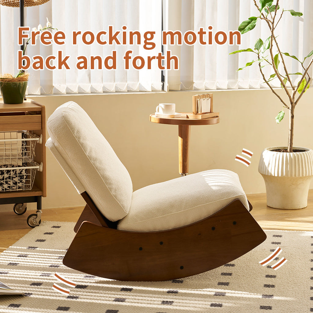 Corduroy Glider Rocking Chair with Solid Wood Frame