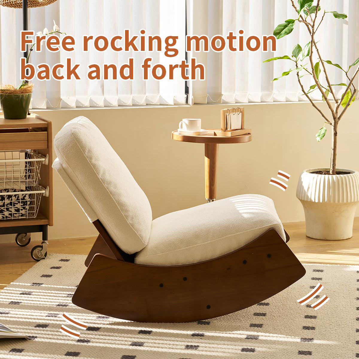 Corduroy Glider Rocking Chair with Solid Wood Frame