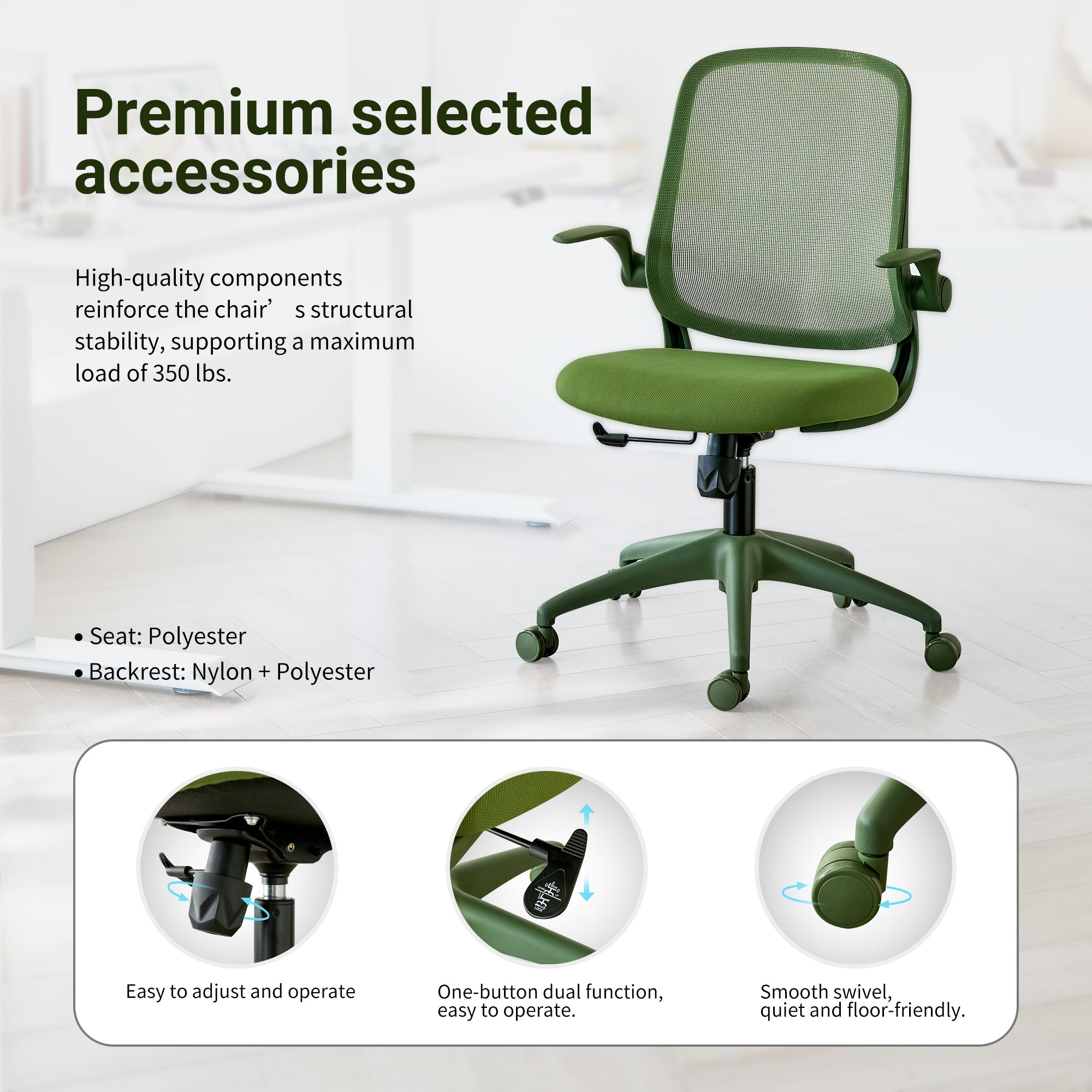 Colorful Ergonomic Office Chair with Flip-Up Armrests