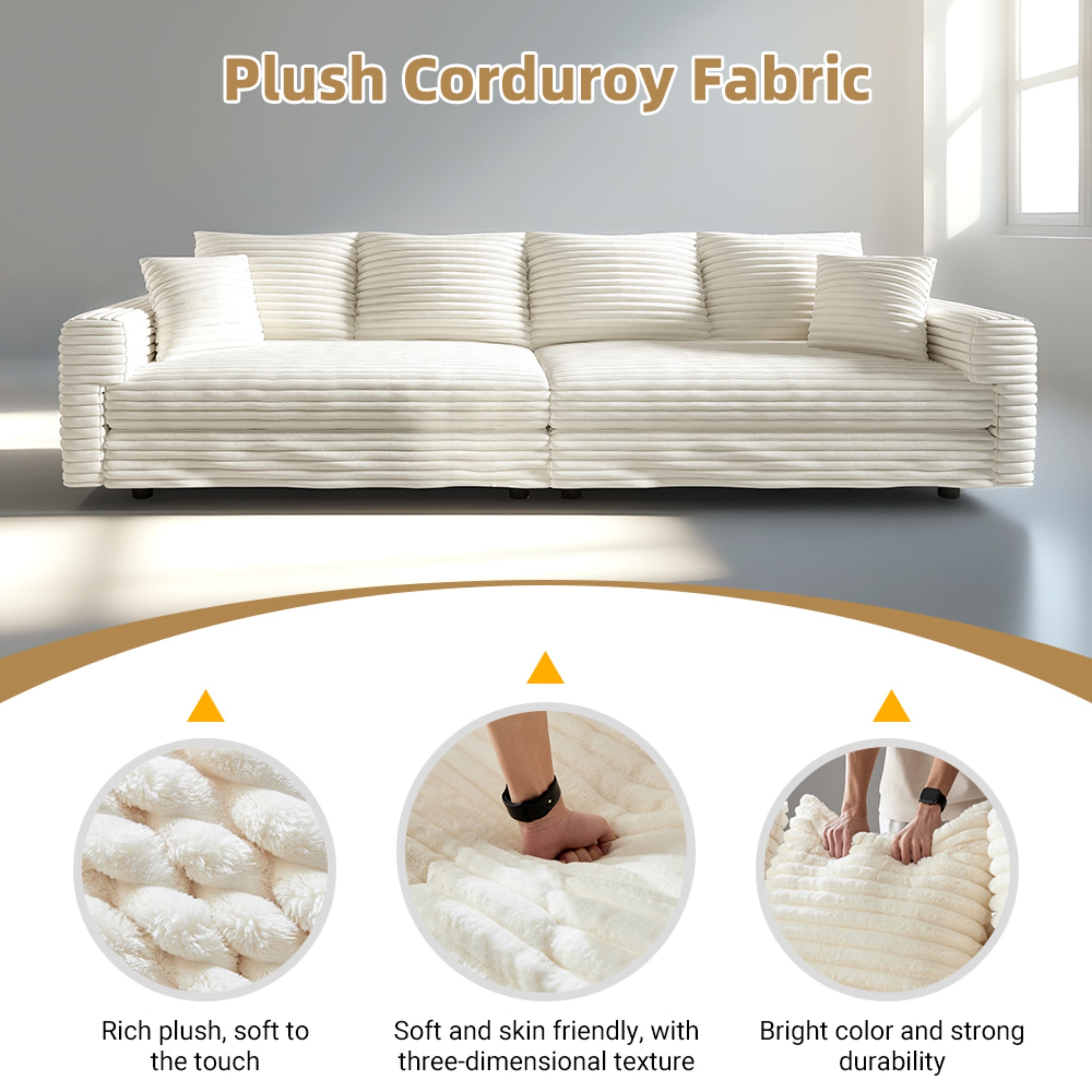 82.7' Modern Comfy Cloud Couch Sofa with Soft Pillows + Ottomans Option