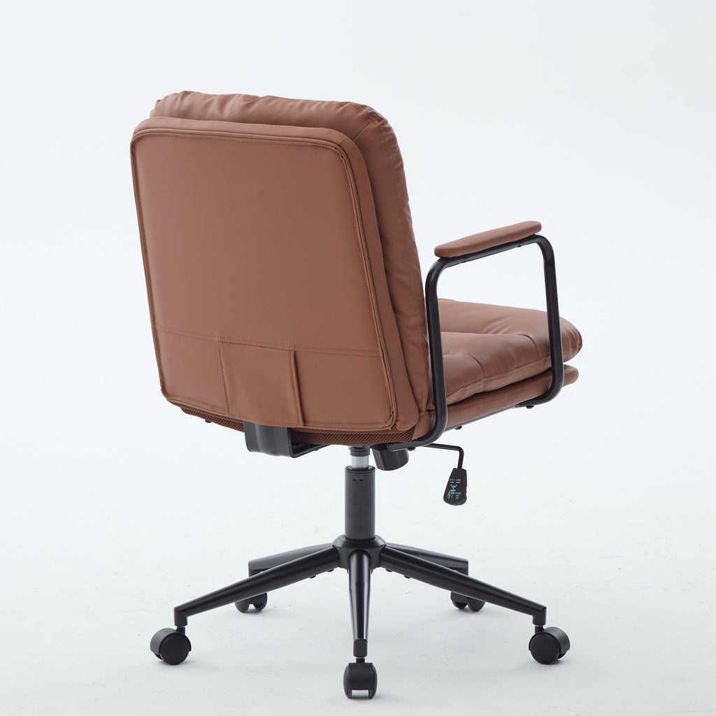 Mid Back Home Office Ergonomic PU Leather Computer Rolling Swivel Chair