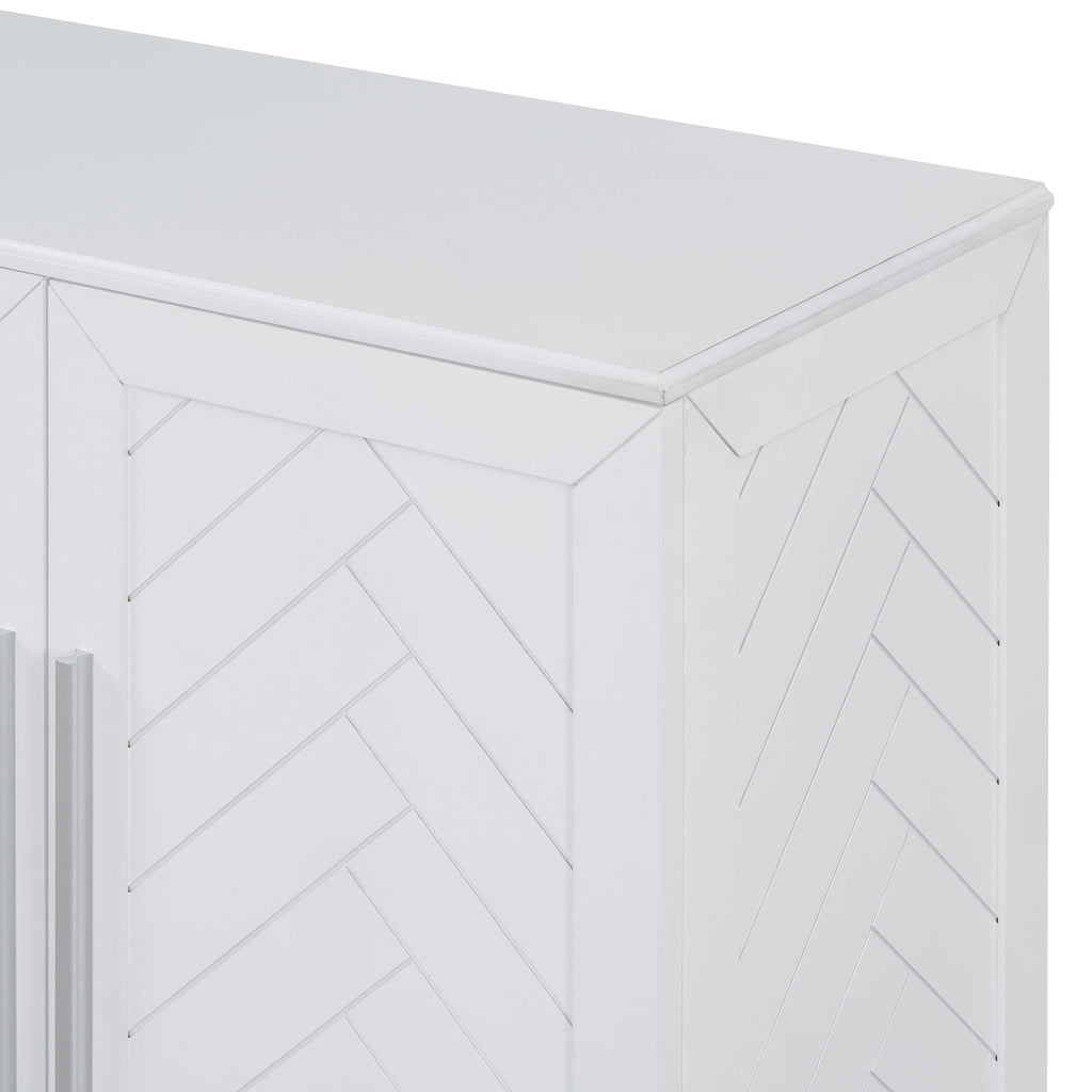 Buffet Cabinet with Adjustable Shelves and Silver Handles