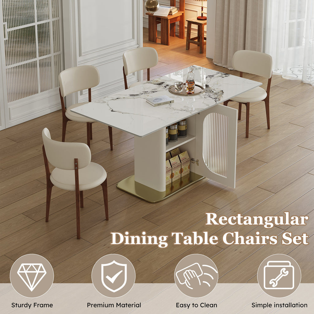 Modern 63' Dining Table Set with Storage