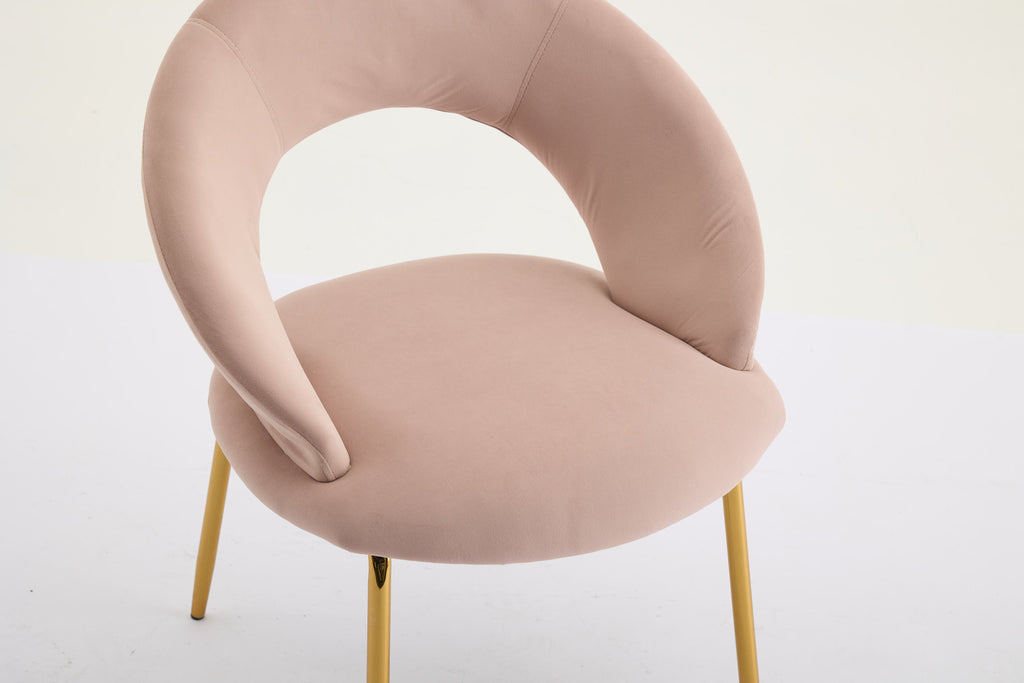 Velvet/Teddy Fabric Dining Chairs with Curved Backrest