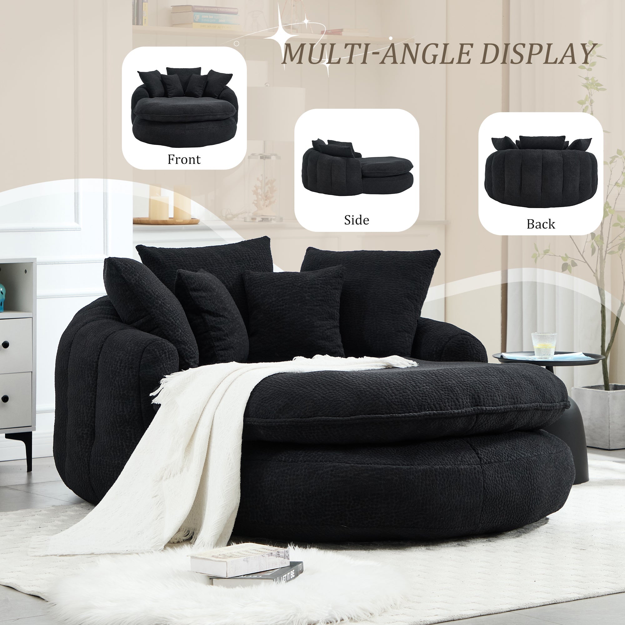 Oversized Oval Upholstered Bean Bag Sofa