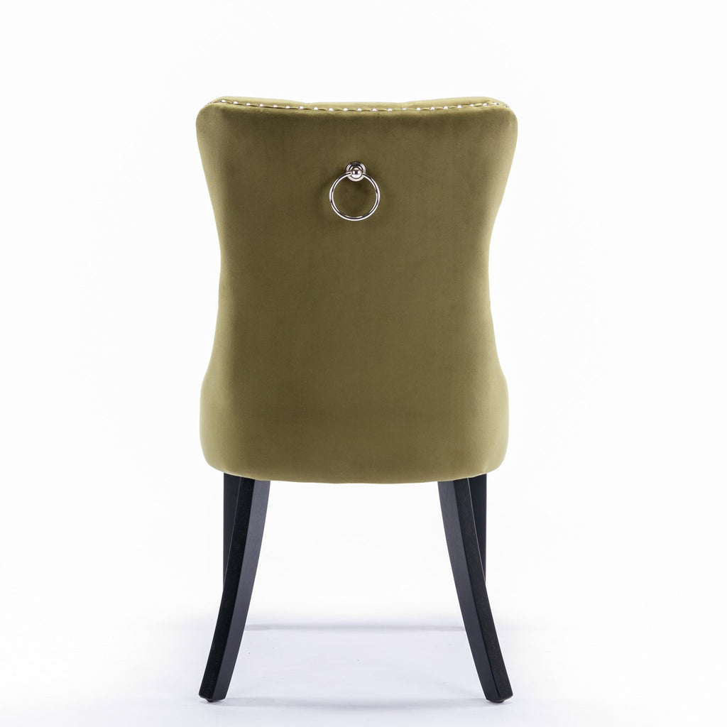 Modern High-end Tufted Solid Wood Velvet Dining Chair(Set of 2)