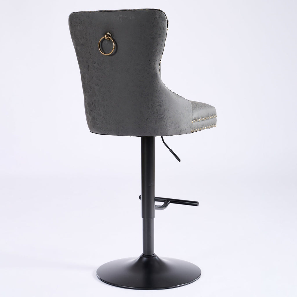 Aged and Retro PU Swivel Barstools Adjusatble Seat Height (Set of 2)