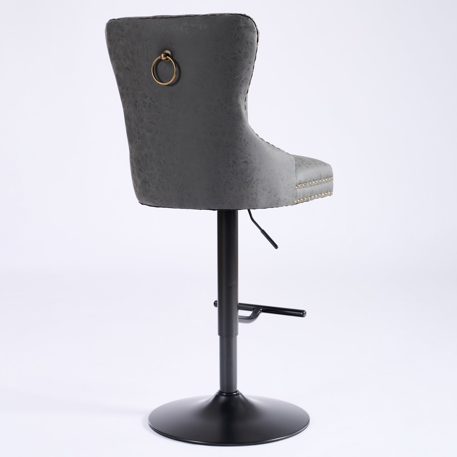 Aged and Retro PU Swivel Barstools Adjusatble Seat Height (Set of 2)