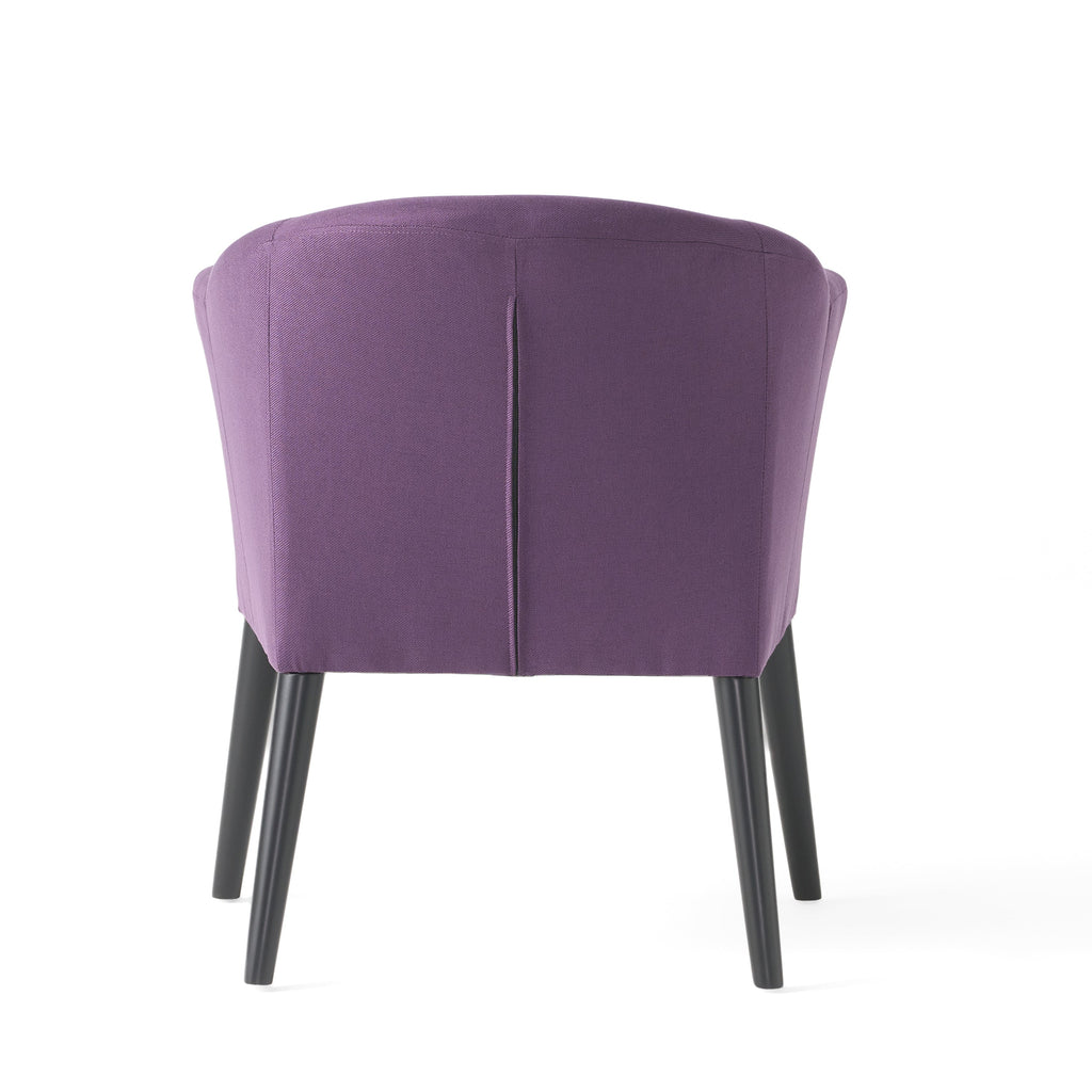 Plum Fabric Arm Chair with Wooden Legs and Cushioned Seat