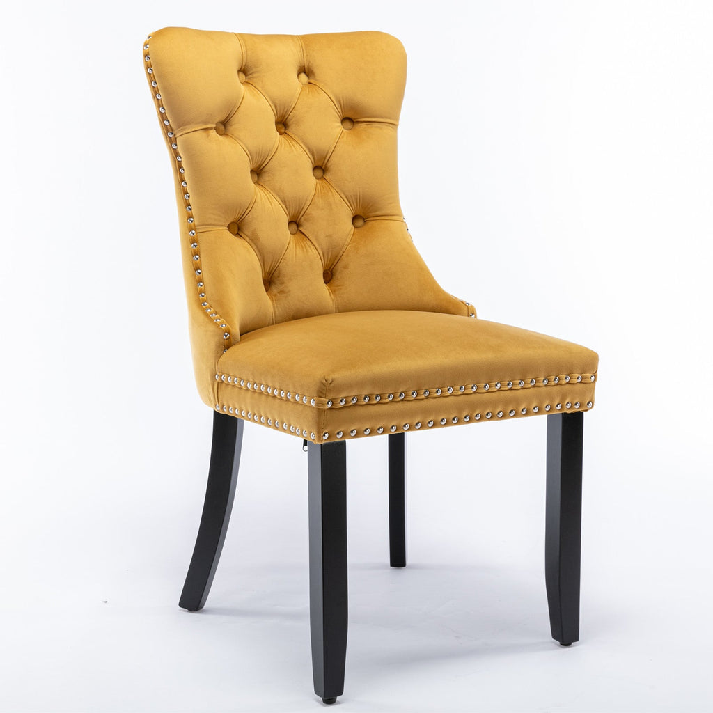 Modern High-end Tufted Solid Wood Velvet Dining Chair(Set of 2)