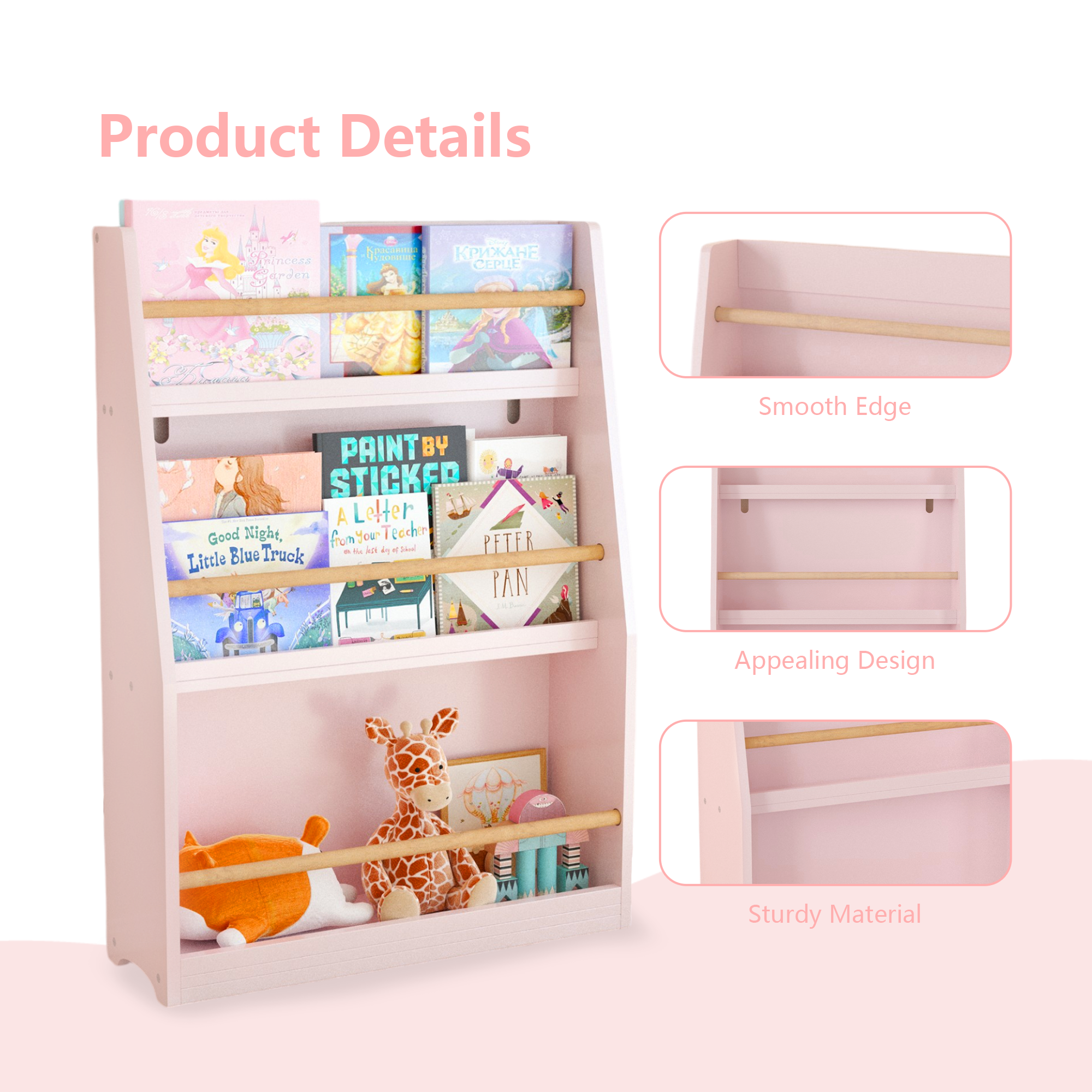3 Tier Montessori Kids Book Display Rack