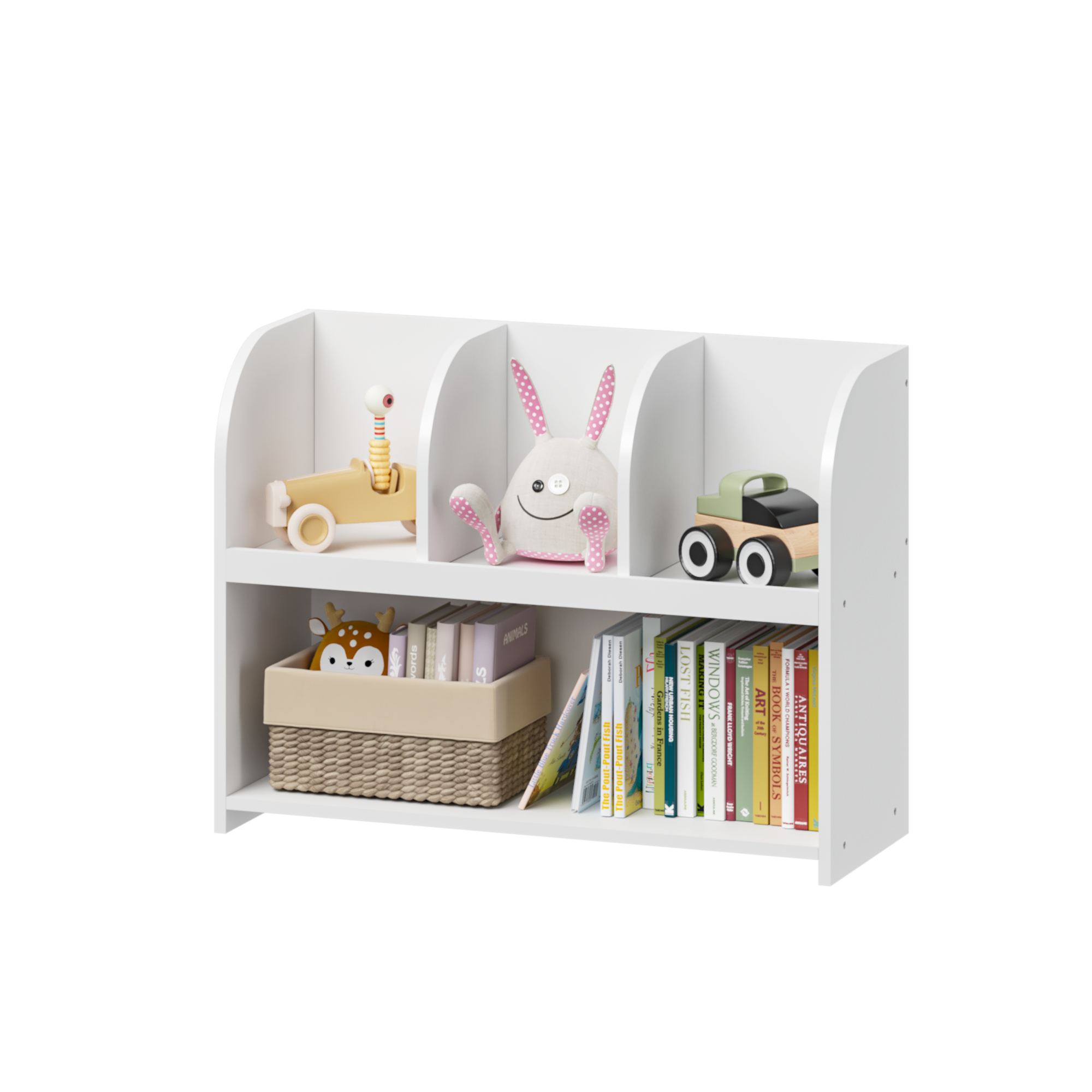 Kids Bookcase with 4 Compartments