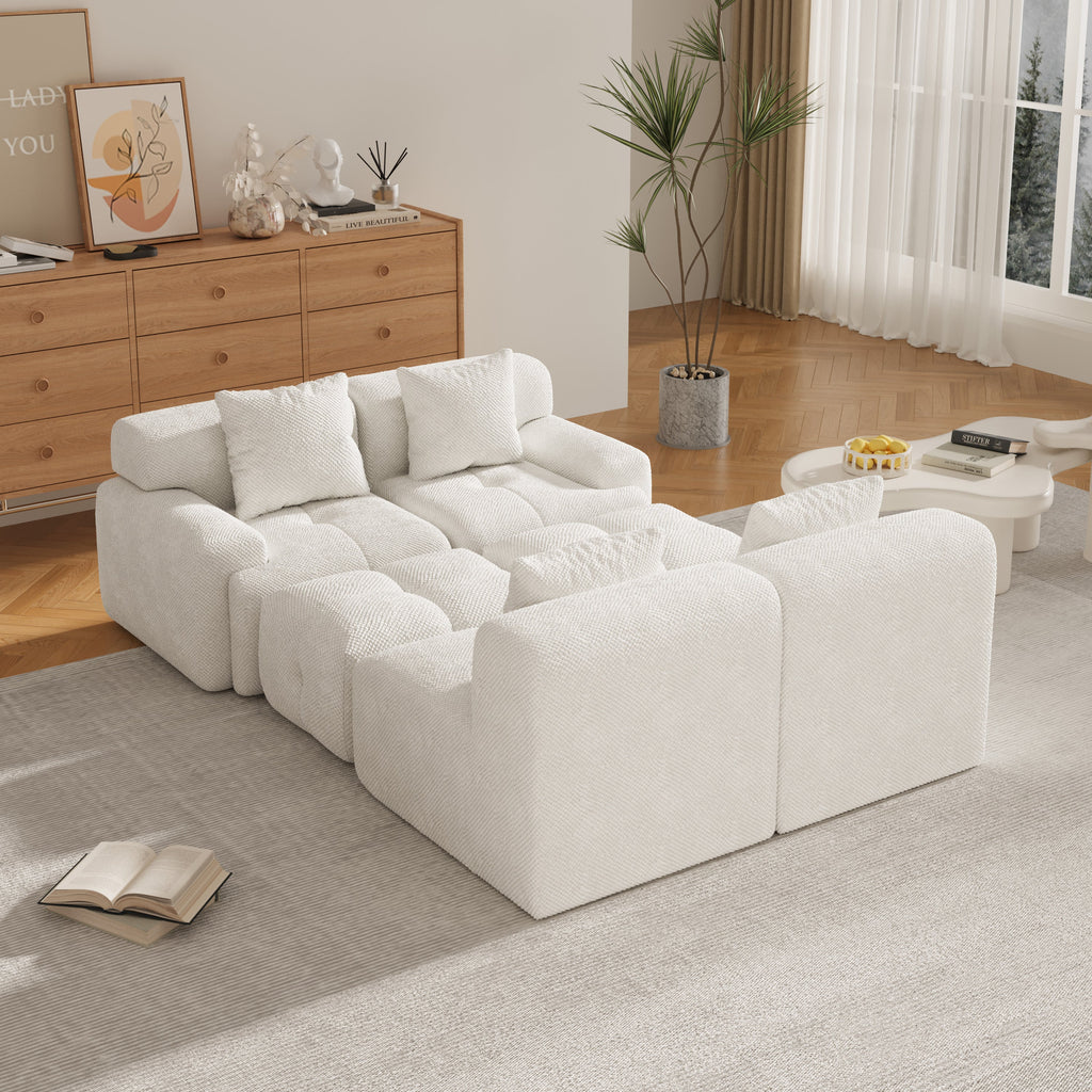 Oversized Boneless Convertible Cloud Couch with Movable Ottoman