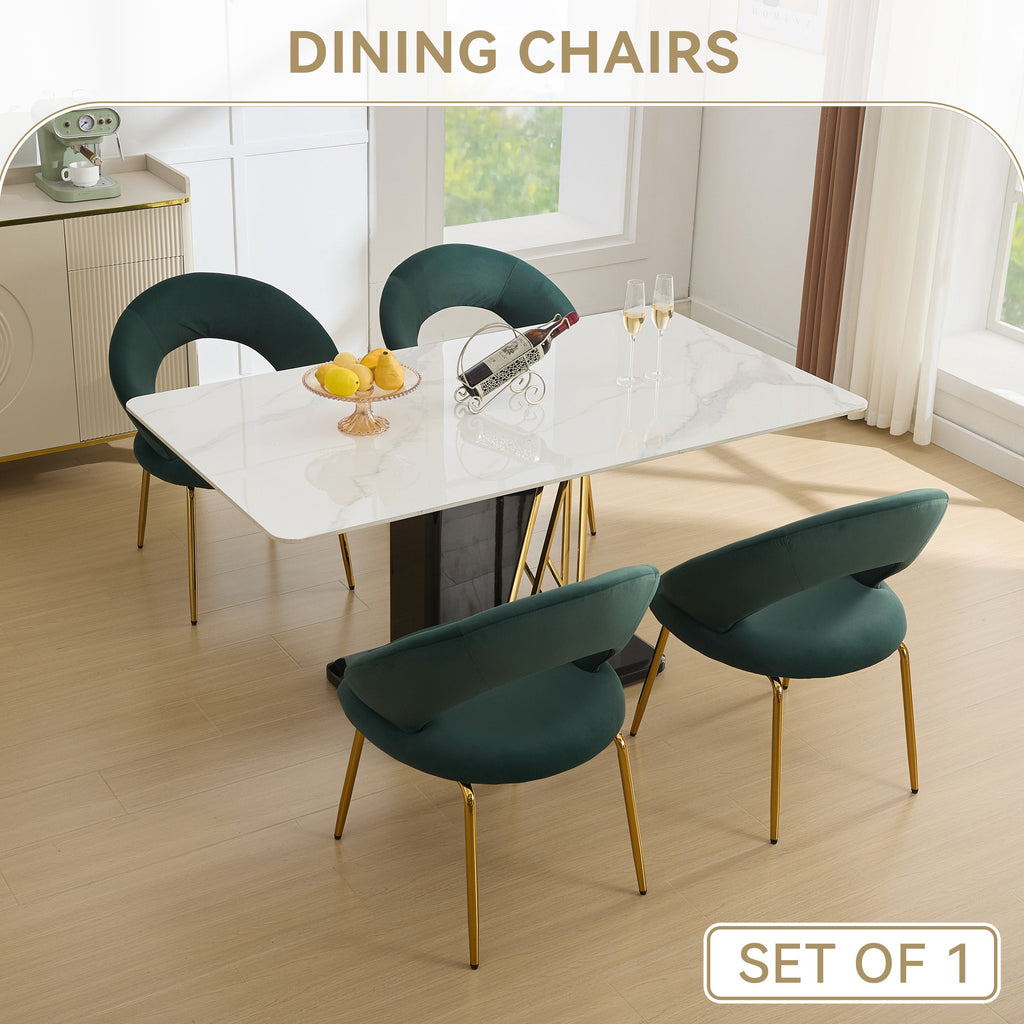 Velvet/Teddy Fabric Dining Chairs with Curved Backrest