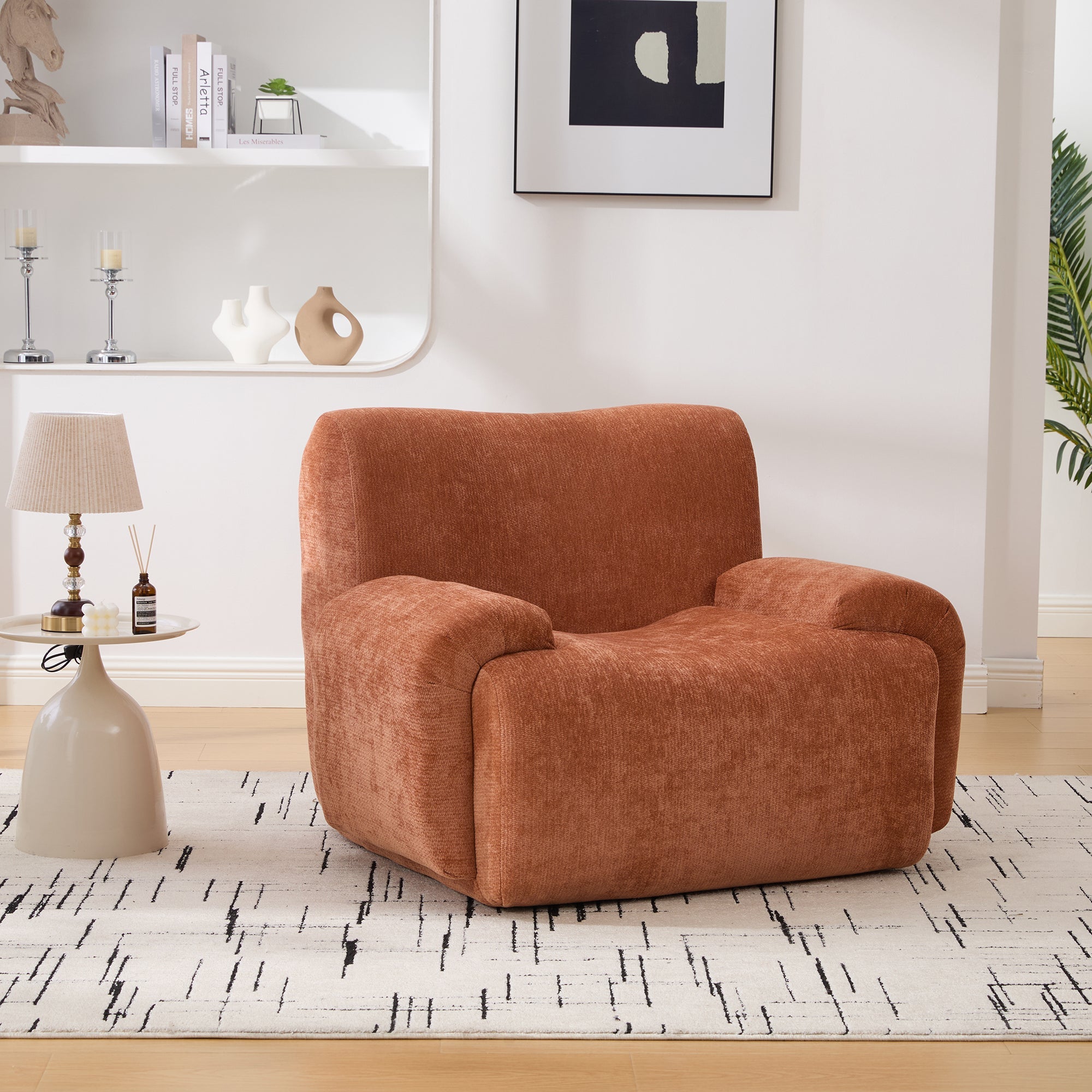 Modern Chenille Vertical Stripe Accent Chair