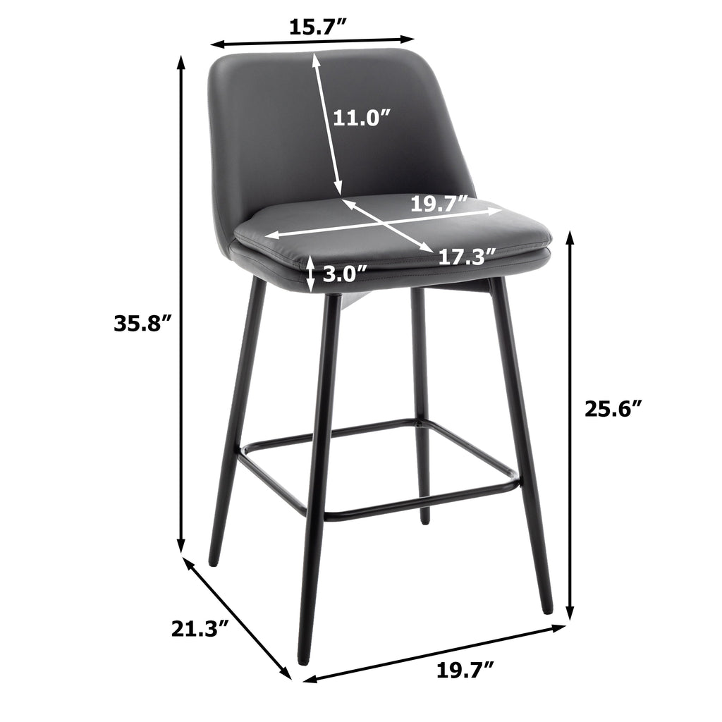 Linen/PU 360° Swivel Barstools (Set of 2)