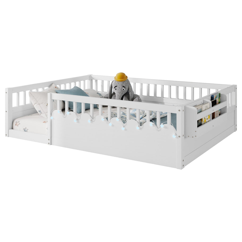 Twin/Full Montessori Floor Kids Bed Frame with High Rails