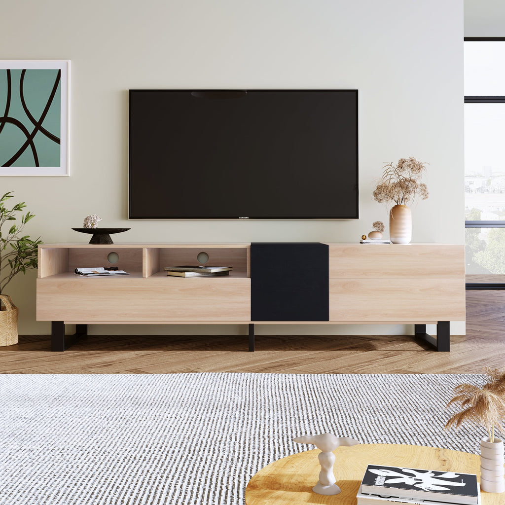 Modern TV Stand for 80'' TV with Double Storage Space