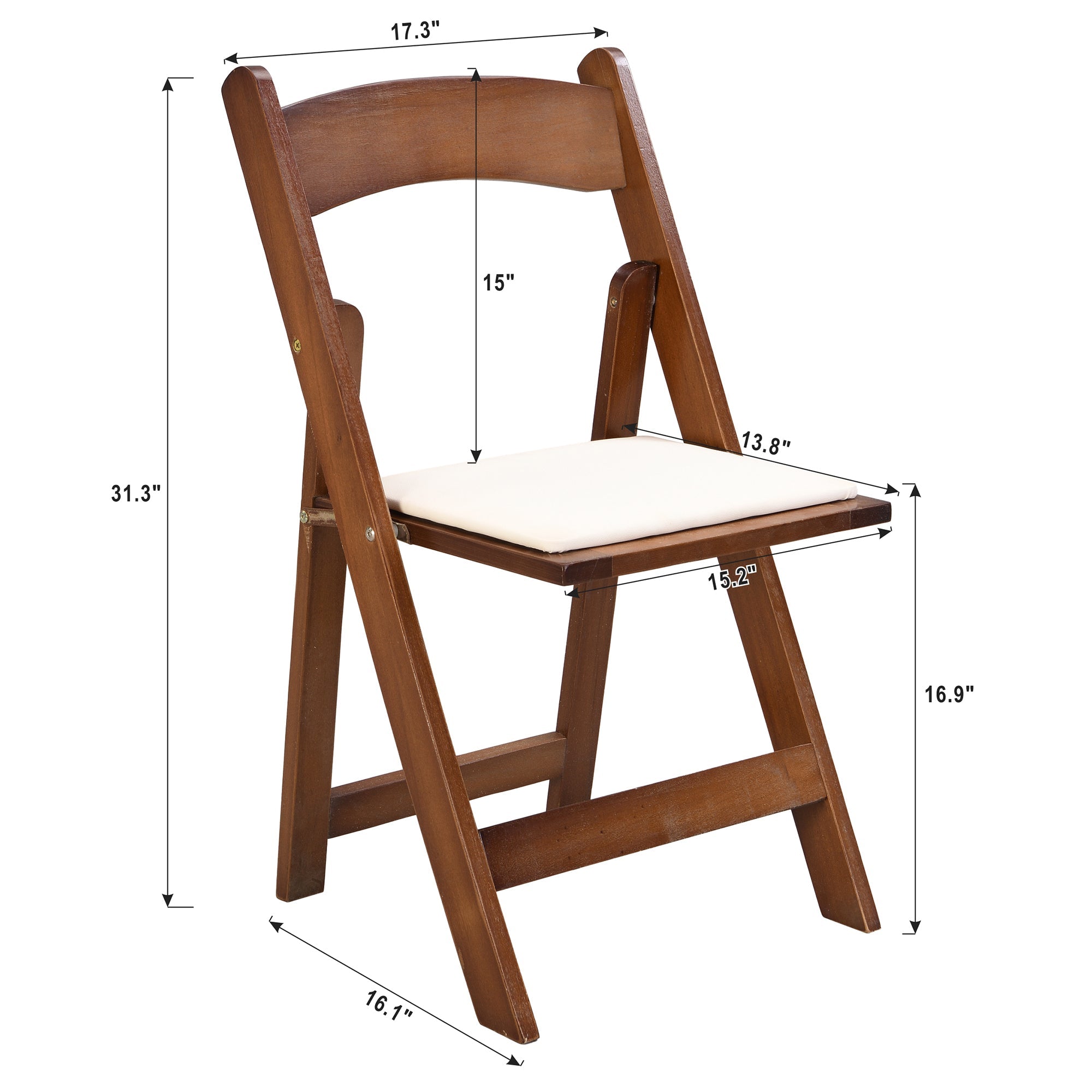 Set of 4 Folding Chairs Cushioned Solid Wood Space-Saving Dining Chairs
