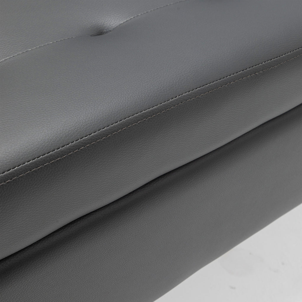 Brown PU Leather Storage Bench
