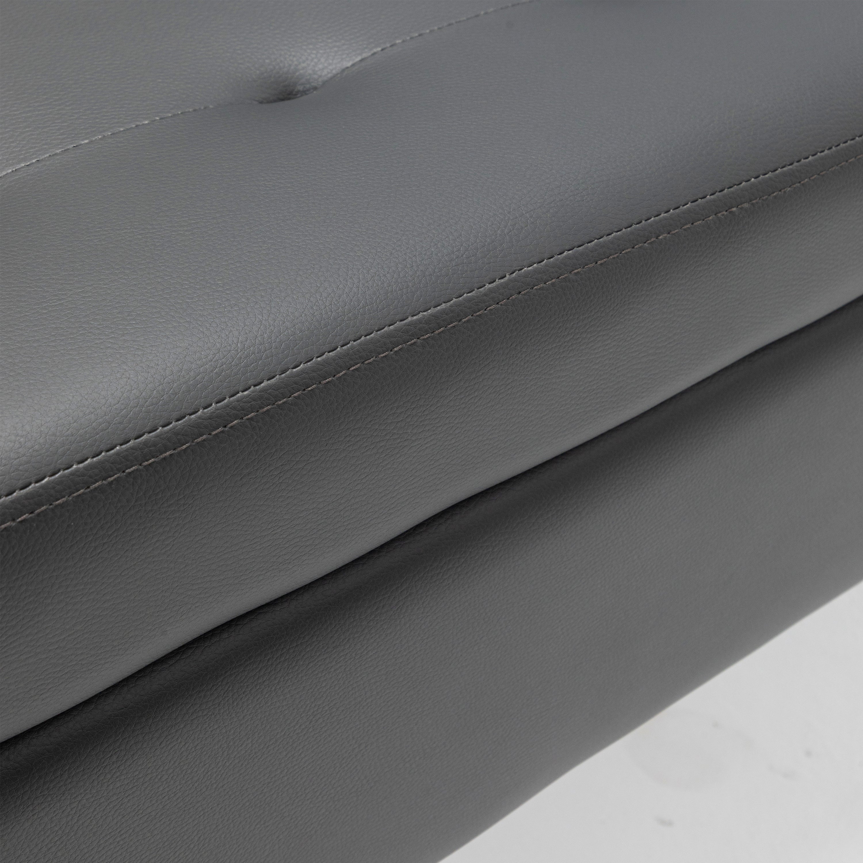 Brown PU Leather Storage Bench