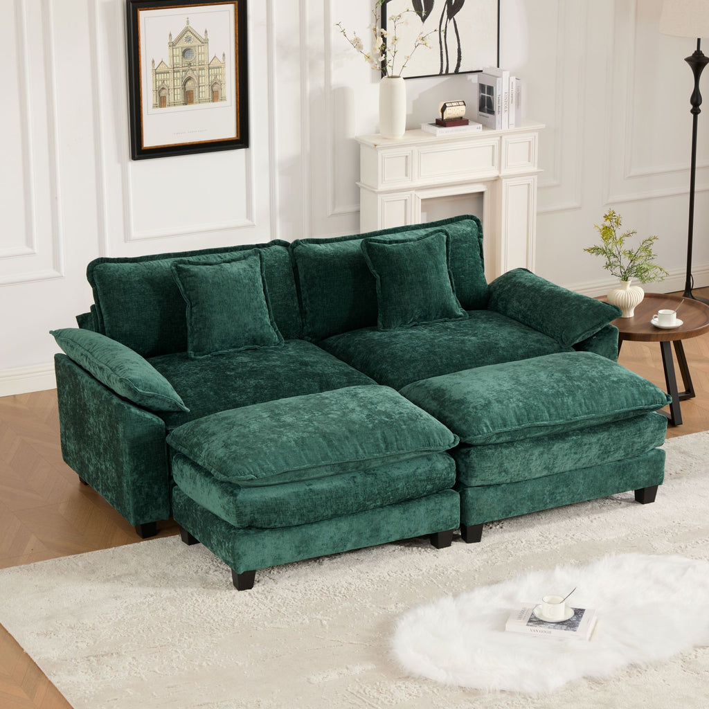 Modern Comfy Upholstered Seat Cushion Sectional Couch (Ottoman is Not Included)
