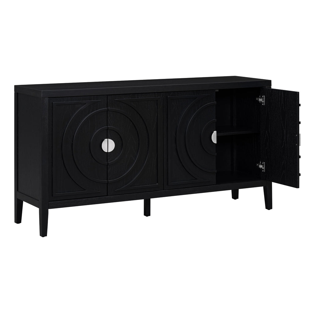 60" Circular Groove Design Sideboard Door for Living Room