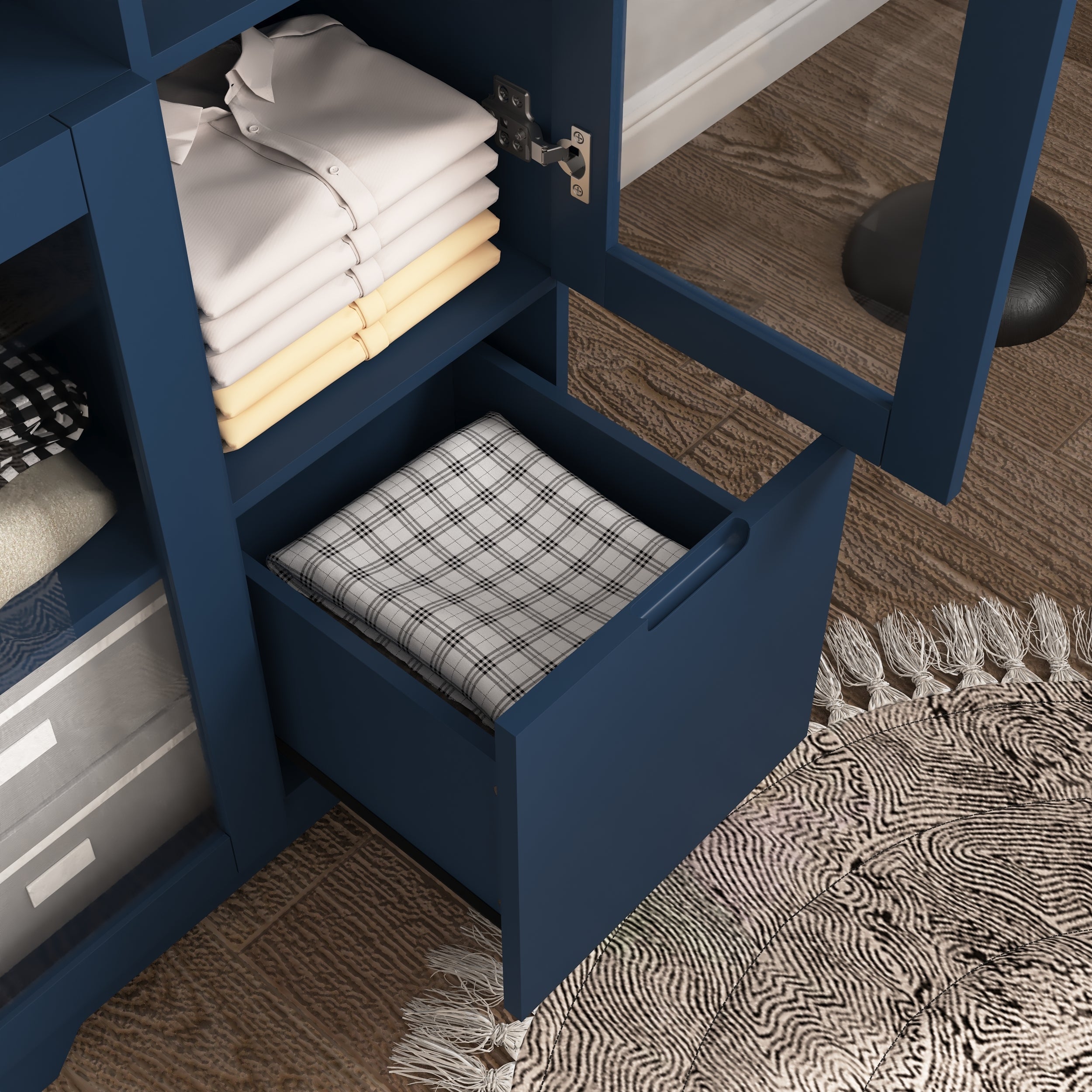 MDF Painted Cabinet with Glass Doors