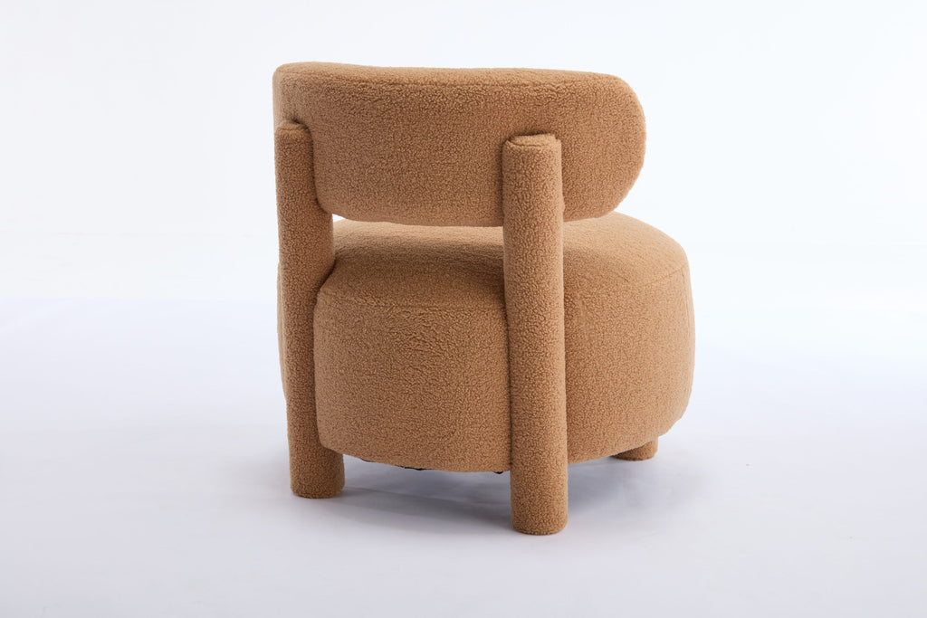 Fur/Teddy Fabric Armless Accent Chair with Curved Backrest