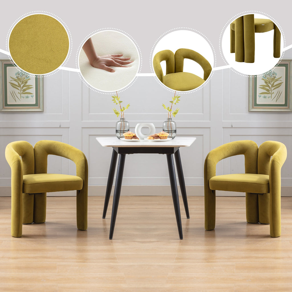 Contemporary Velvet Fabric Upholstered Accent Side Chairs (Set of 2)