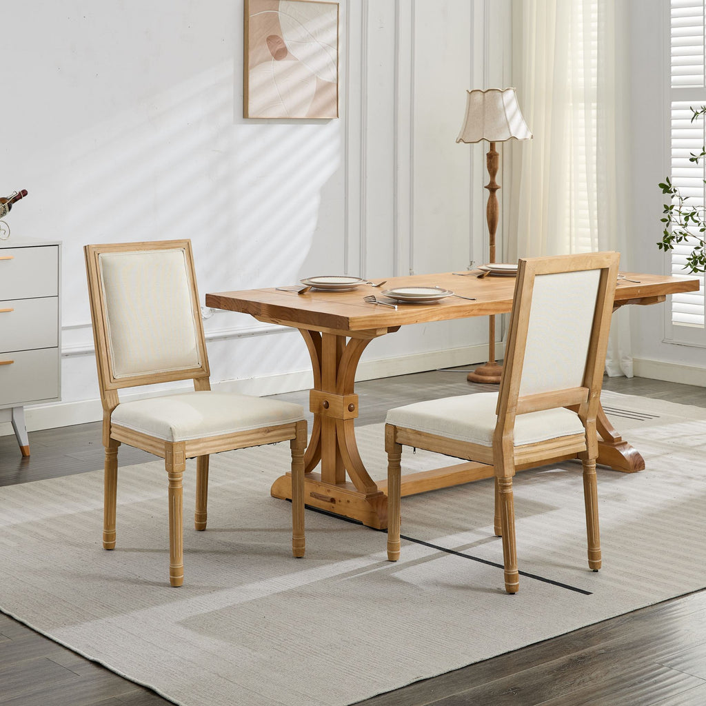 French Louis Dining Chairs with Square Backrest (Set of 2)