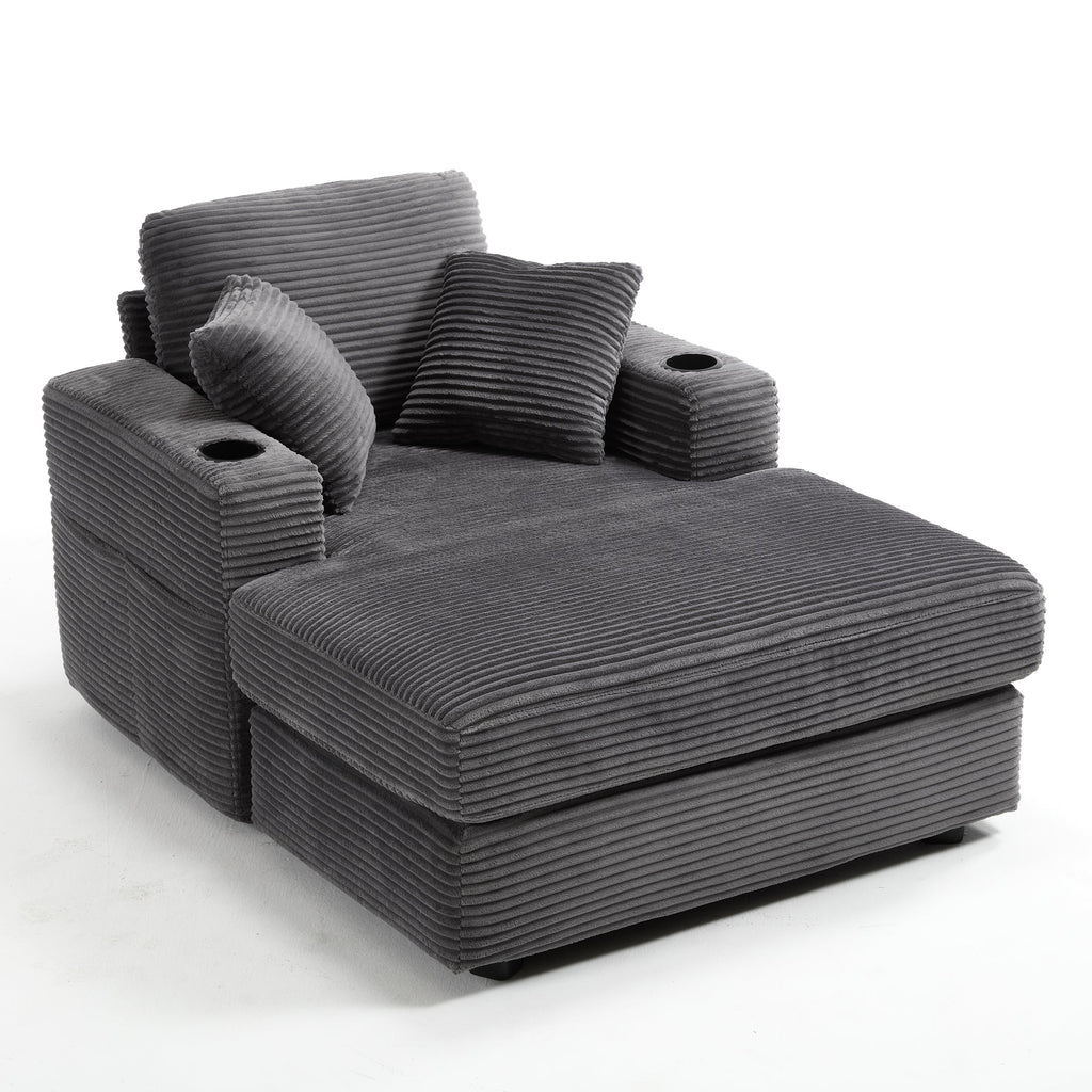 Corduroy Upholstered Chaise Lounge Sofa