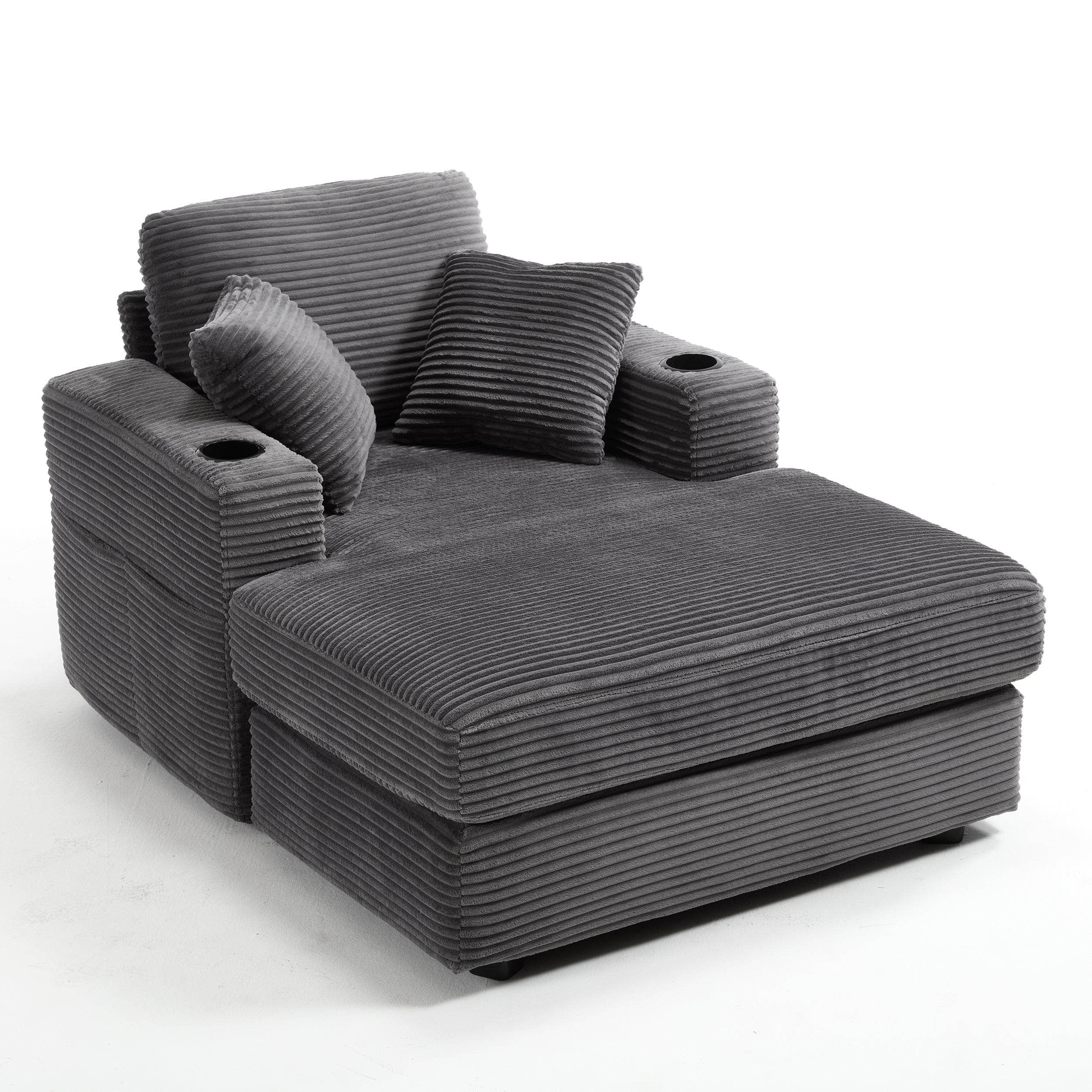 Corduroy Upholstered Chaise Lounge Sofa