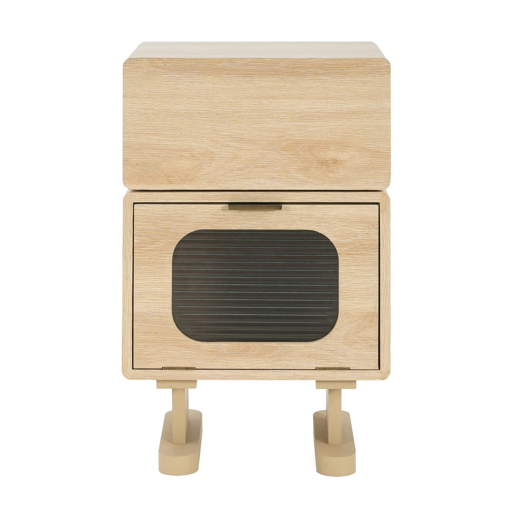 Rotating Robot Side Table with Storage
