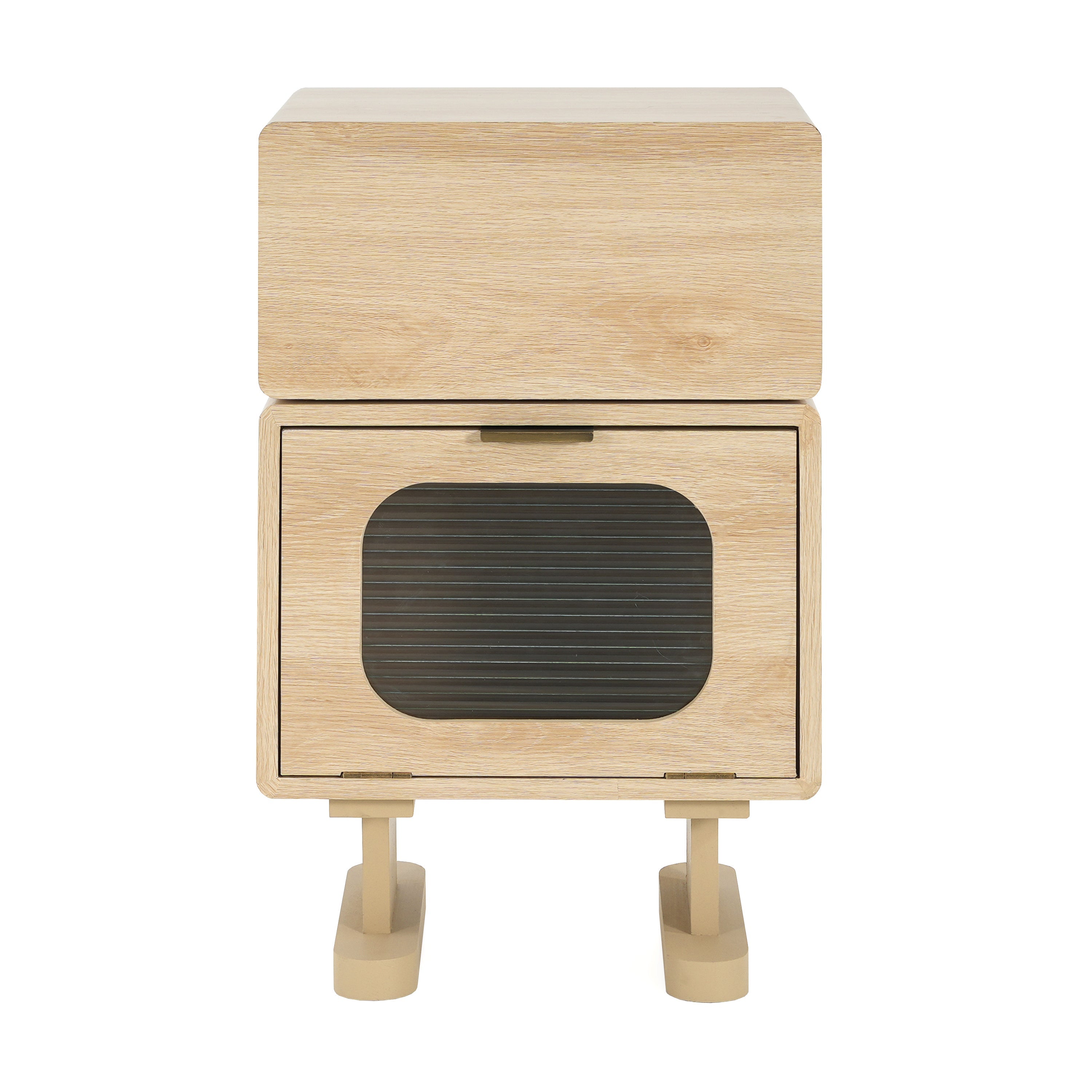Rotating Robot Side Table with Storage