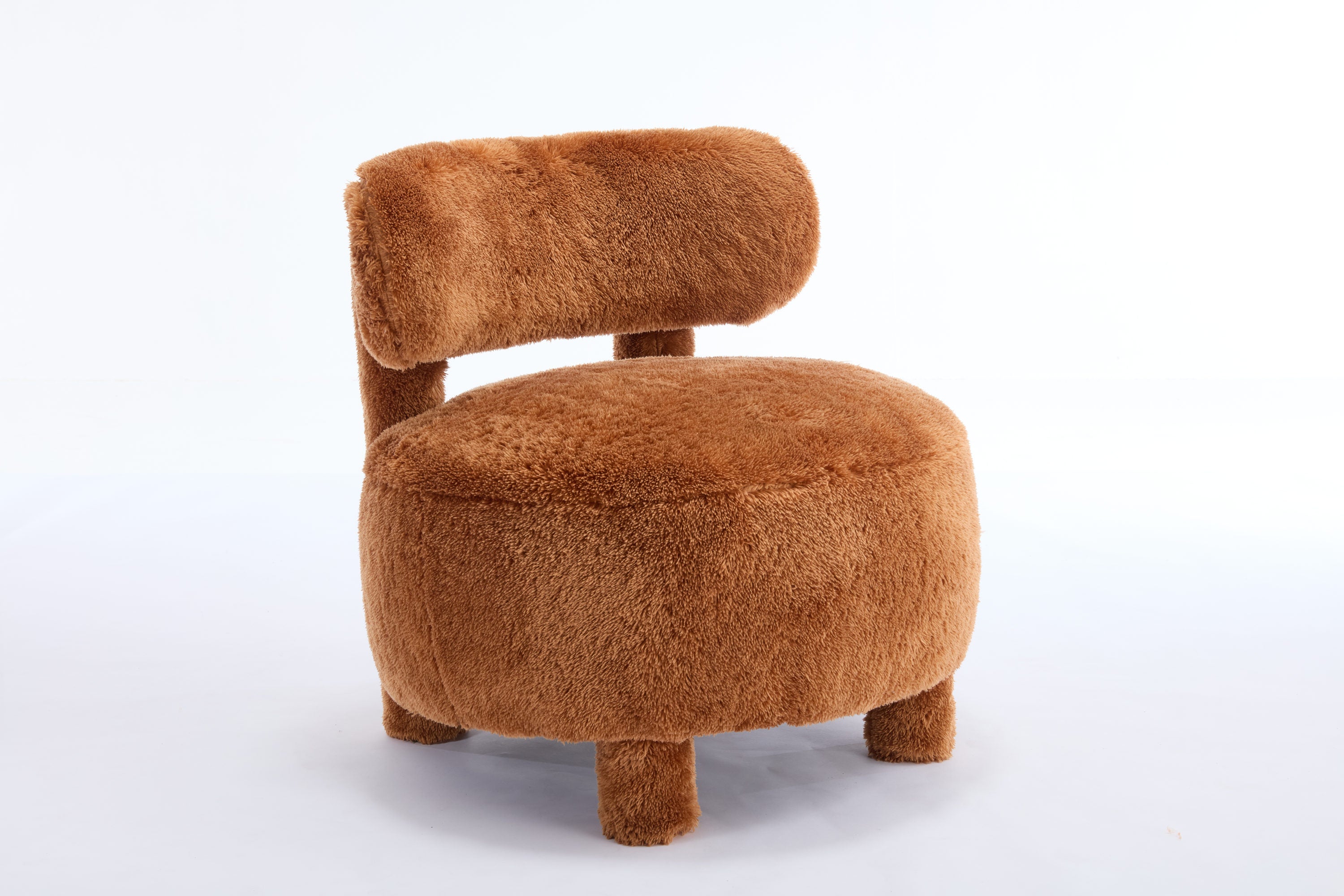 Fur/Teddy Fabric Armless Accent Chair with Curved Backrest