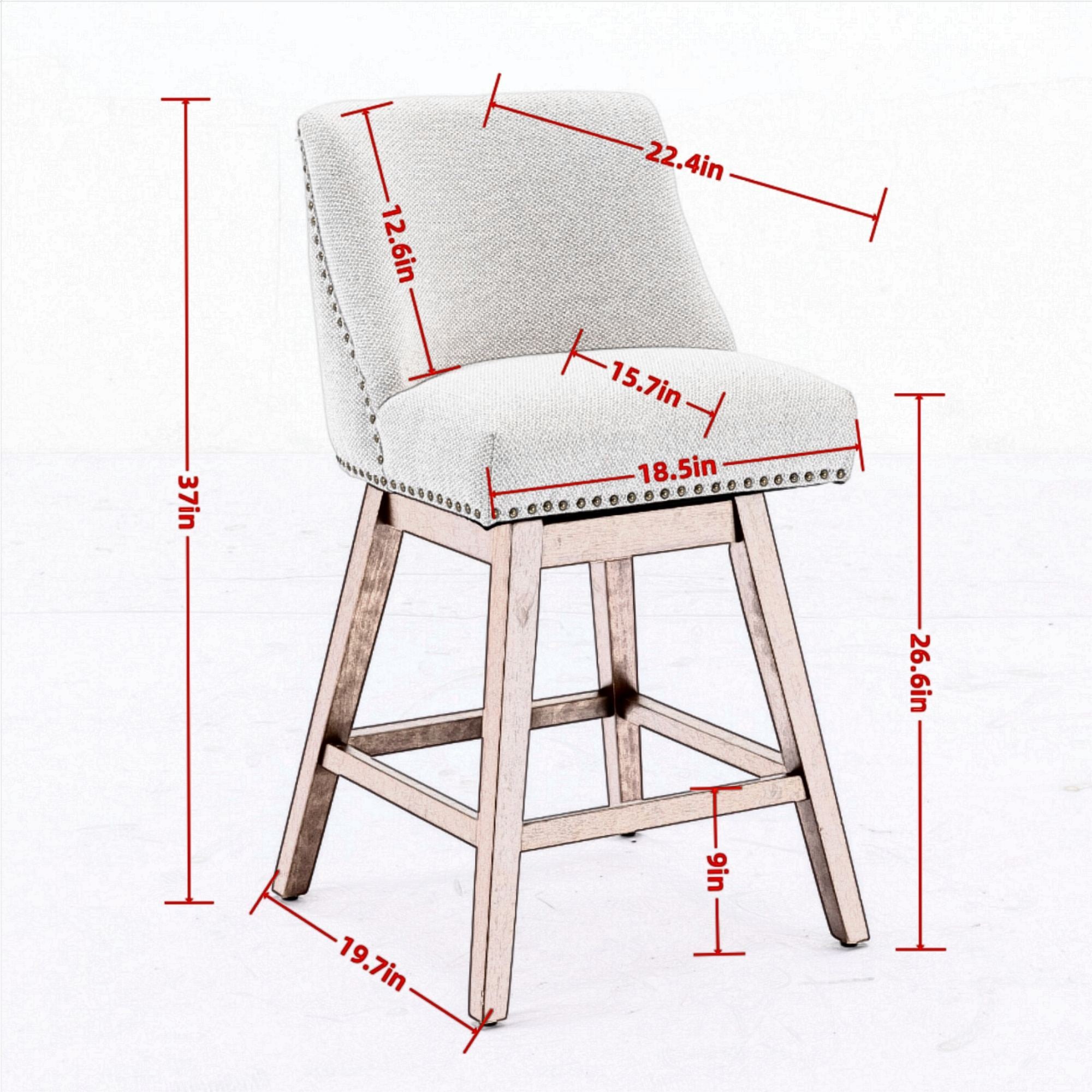 Upholstered Swivel Counter Height Bar Stools with Nailhead Trim (Set of 2)
