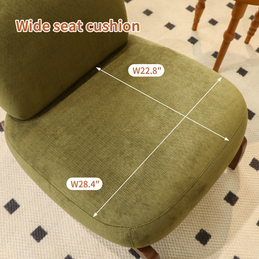 Velvet Accent Chair with Solid Wood Legs