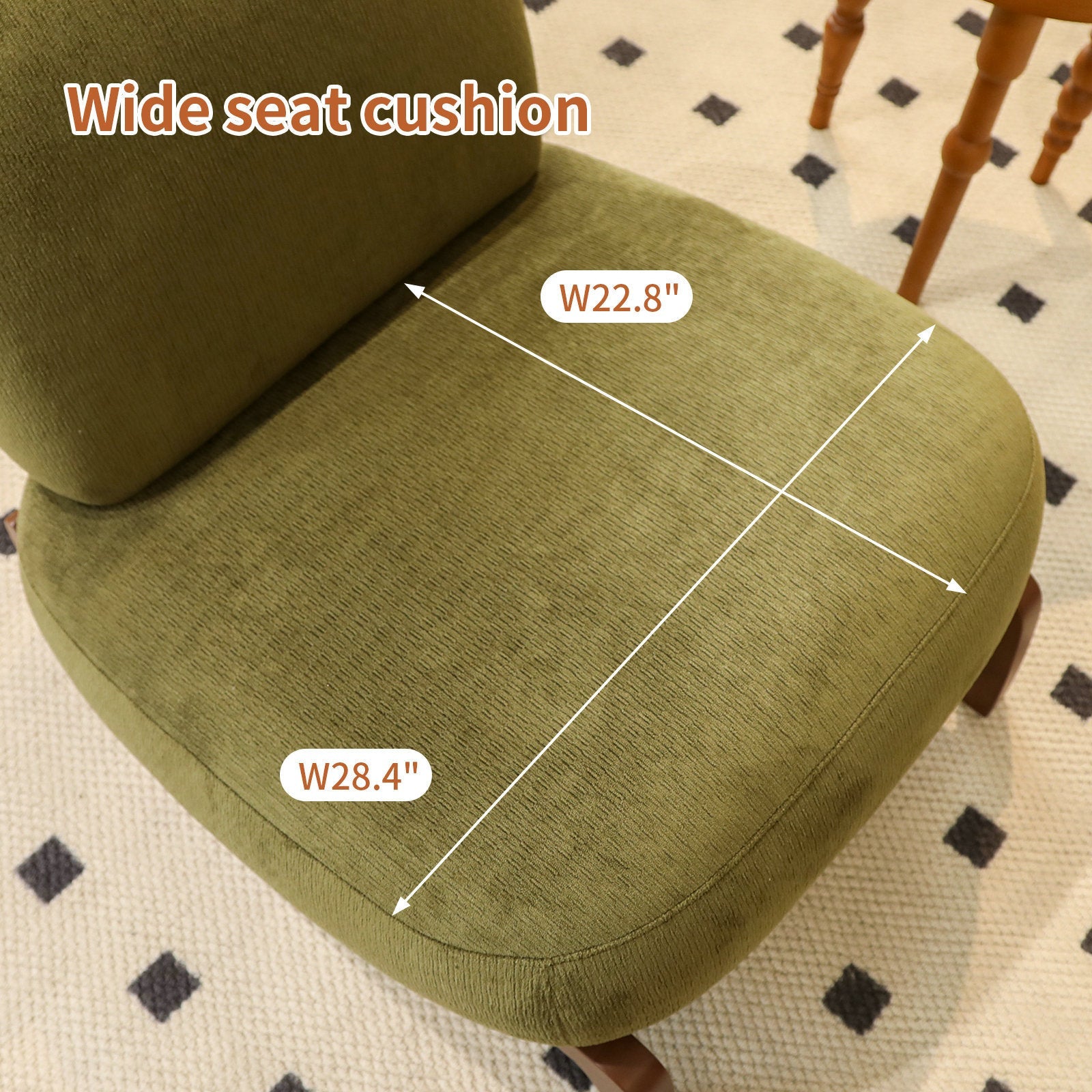 Velvet Accent Chair with Solid Wood Legs