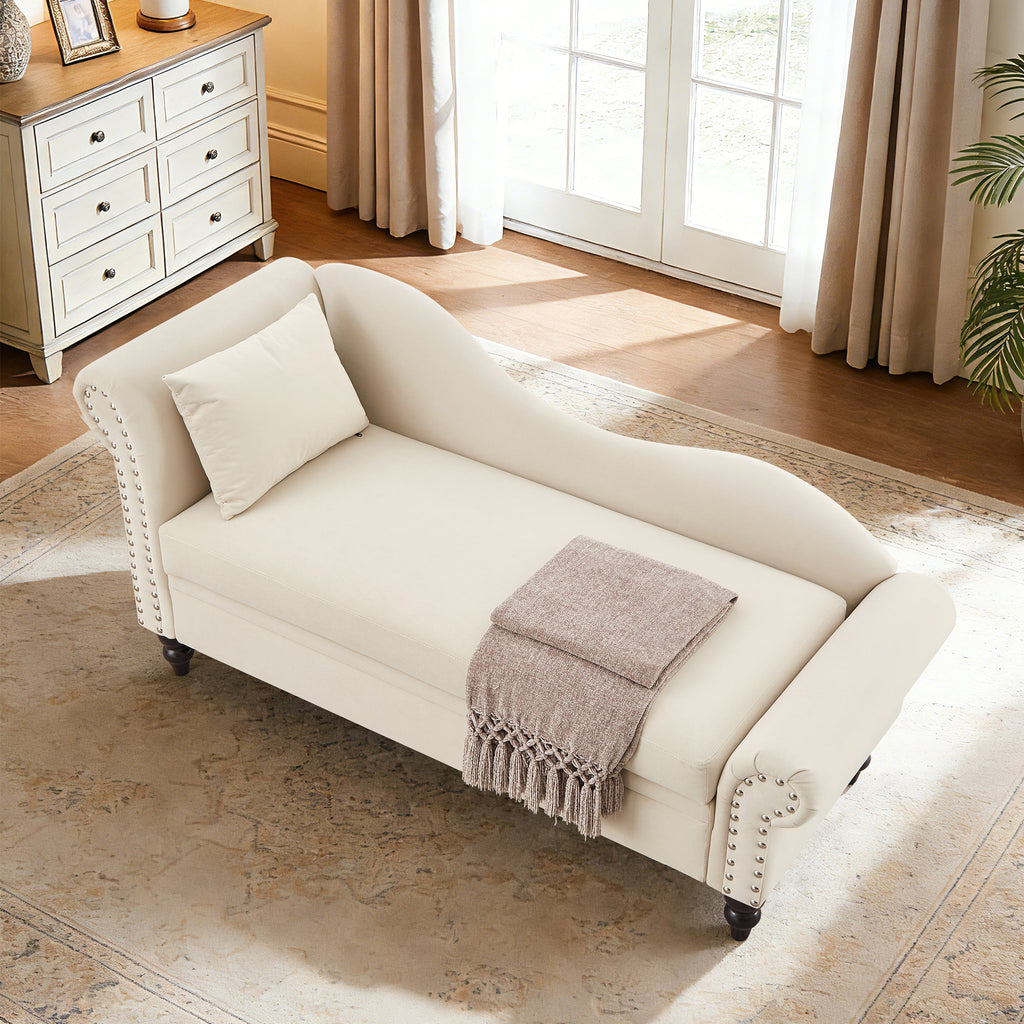 64.5'' Modern Velvet Chaise Lounge with Storage for Living Room/Bedroom