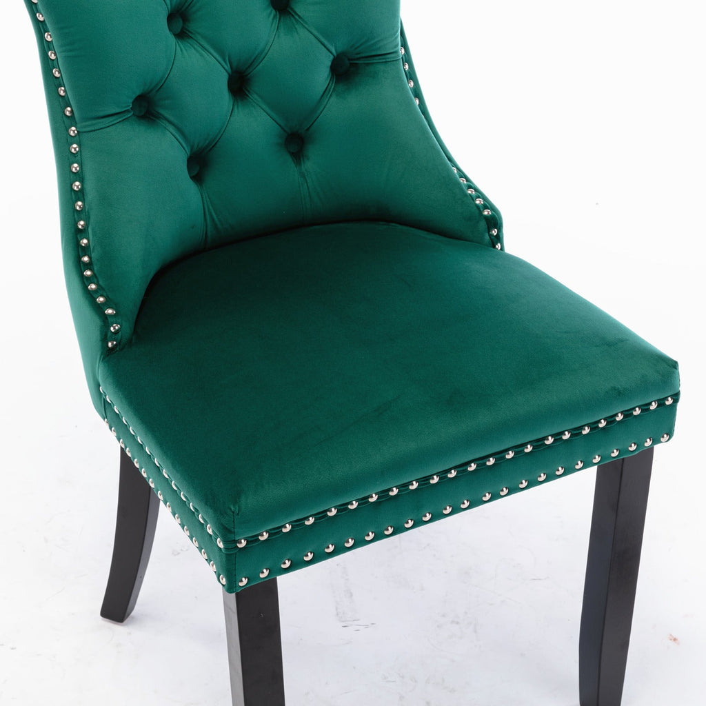 Modern High-end Tufted Solid Wood Velvet Dining Chair(Set of 2)