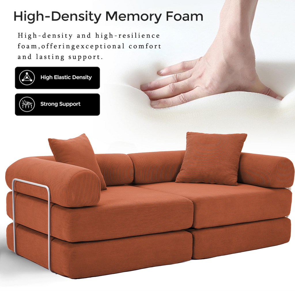 2 Seat Convertible Couch Folding Mattress Couch Sofa Bed