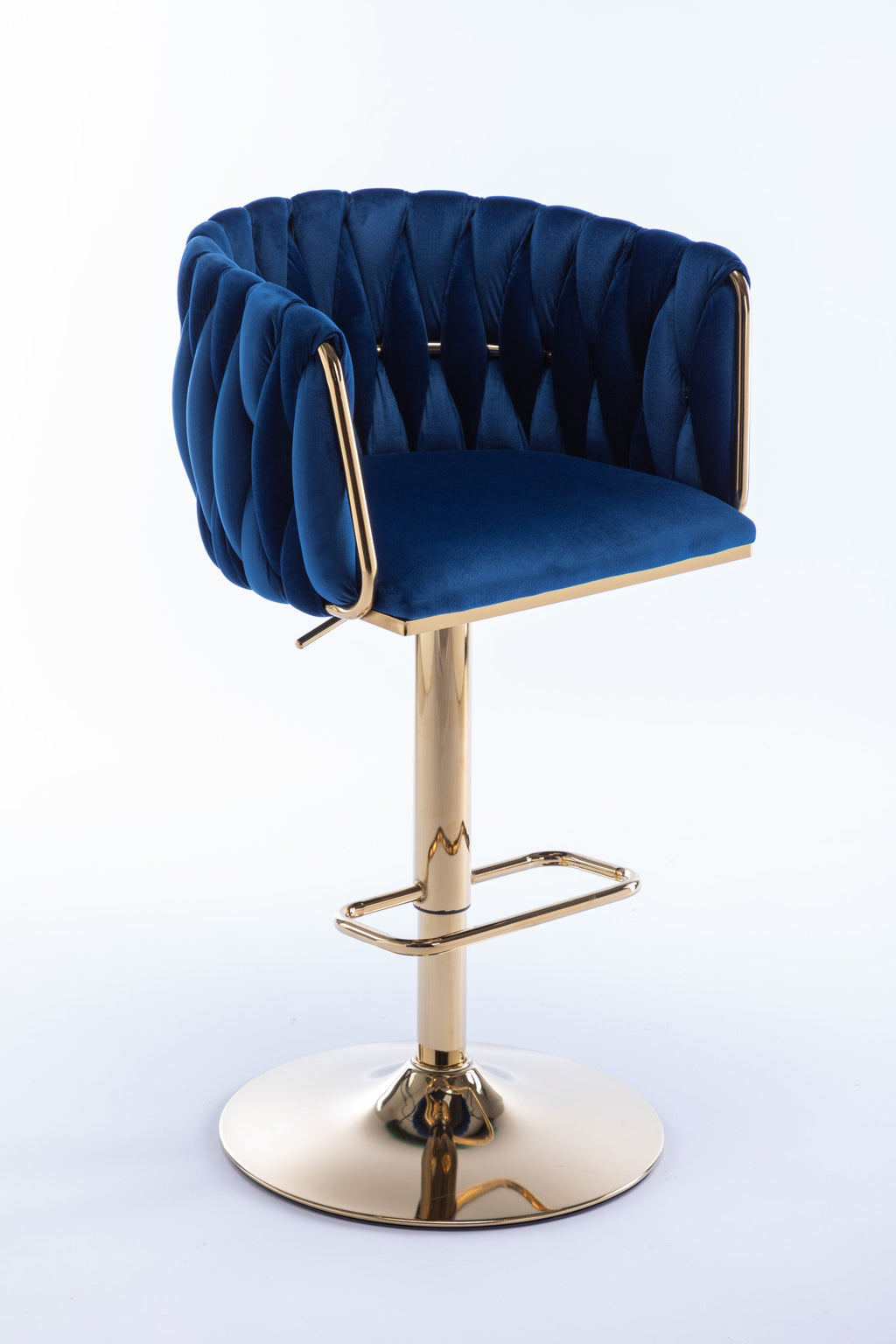 Swivel Height Adjustable Mechanical Lifting Velvet Bar Stools (Set of 2)