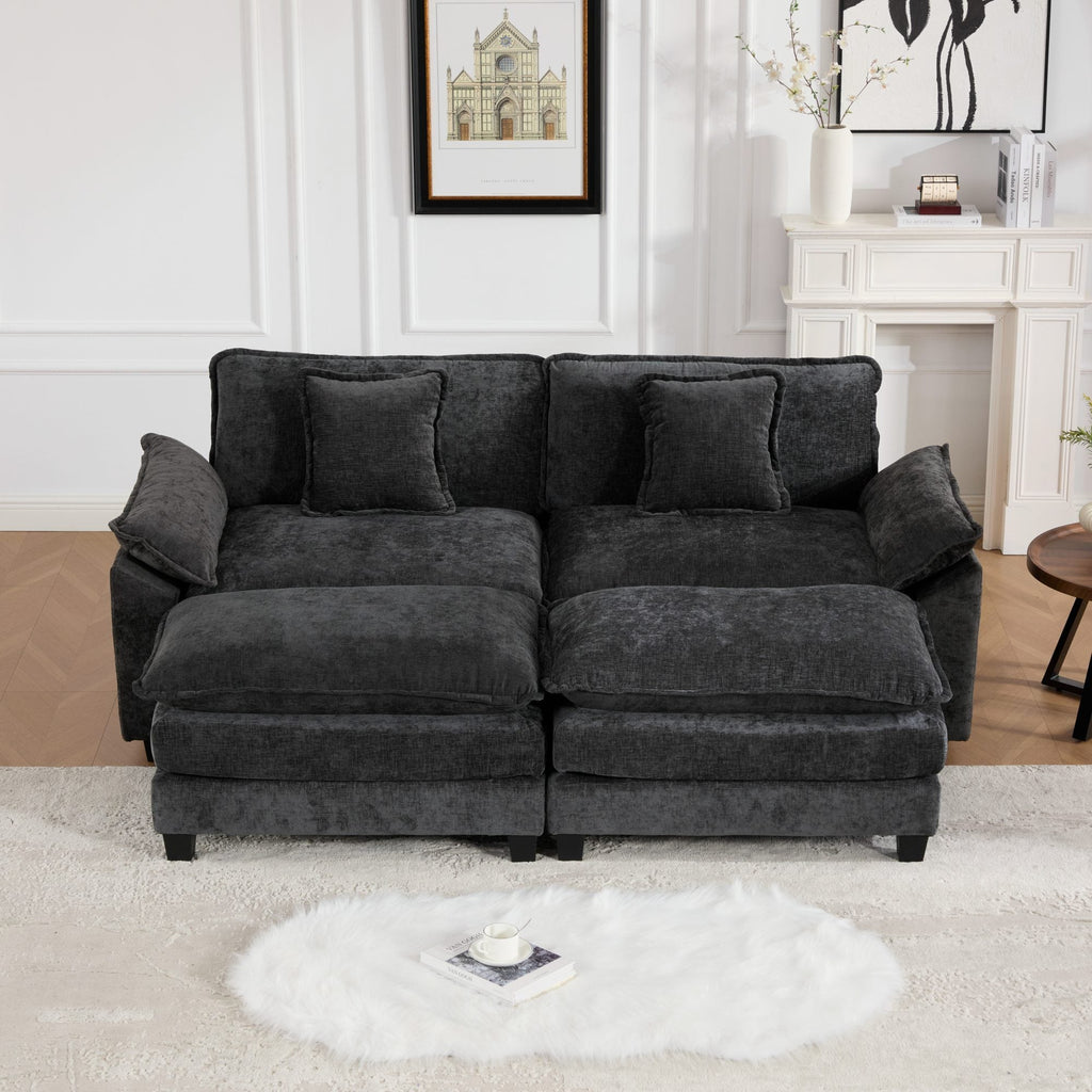 Modern Comfy Upholstered Seat Cushion Sectional Couch (Ottoman is Not Included)