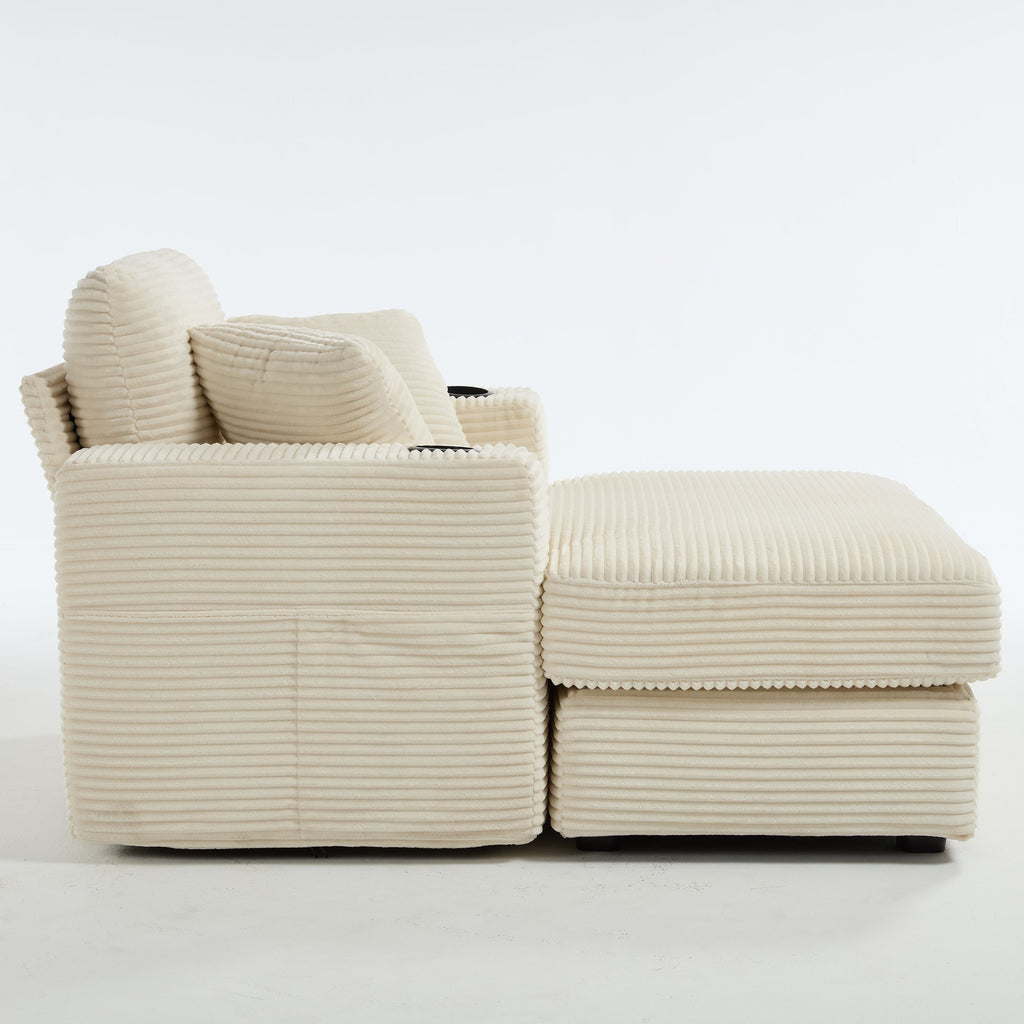 Corduroy Upholstered Chaise Lounge Sofa