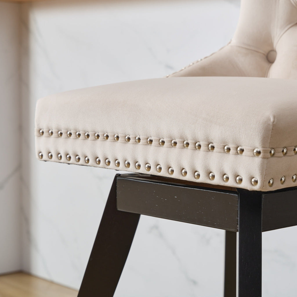 Swivel Velvet Barstools with Button Tufted Decoration (Set of 2)